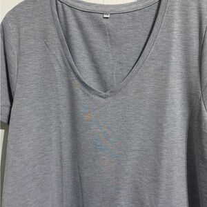 Light Gray V-Neck Short Sleeve Tee